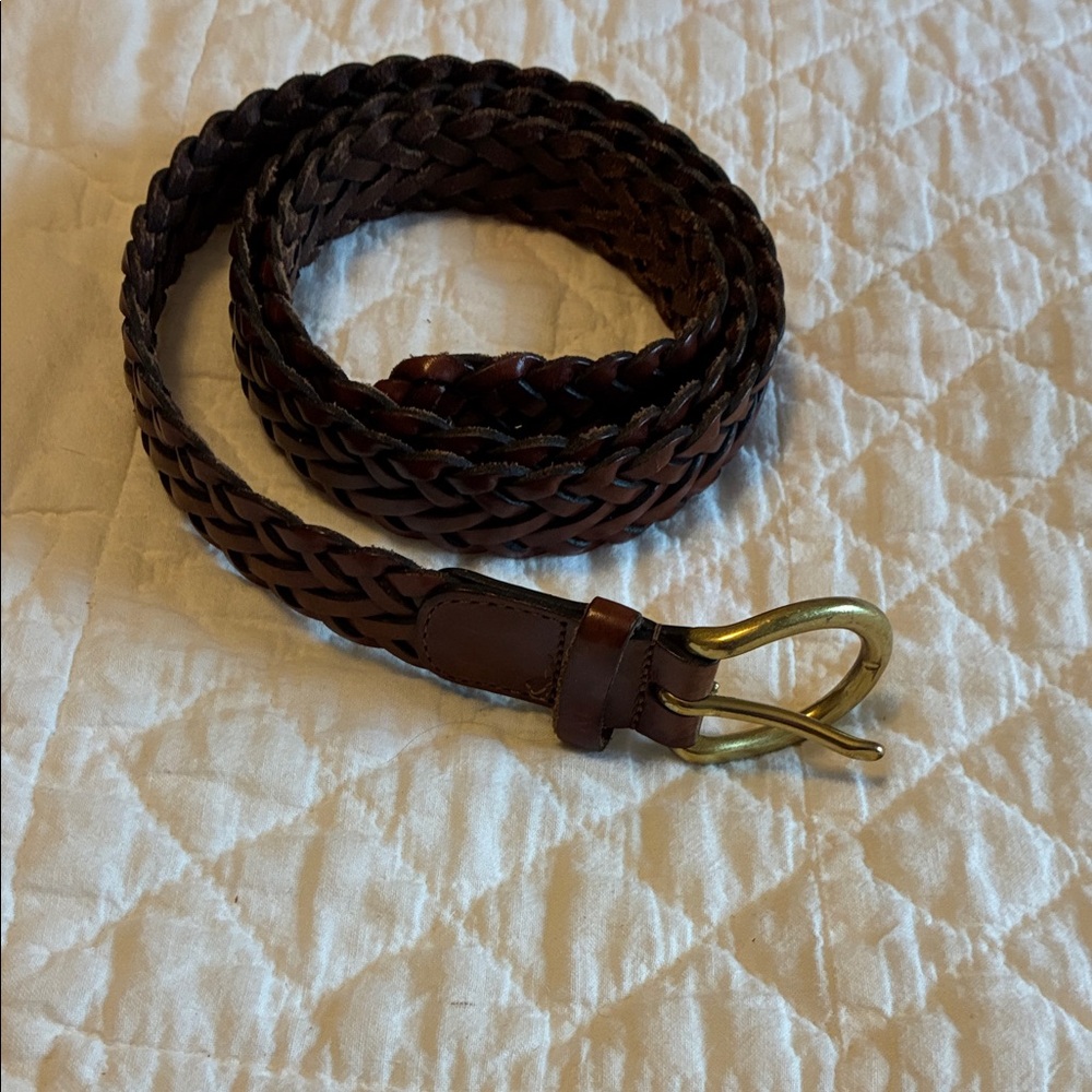 Coach Brown Leather Belt with Gold Buckle